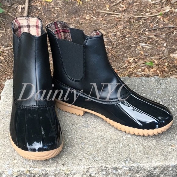 Duck Boots Slip On Glossy Black Matte Black - Picture 12 of 14